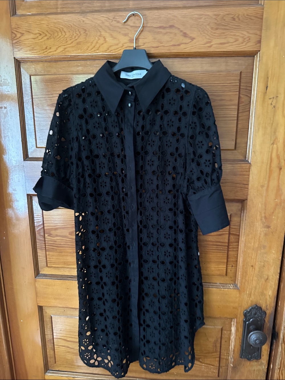 Anne Fontaine Black Eyelet Shirt Tunic